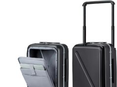 MILADA Luggage Hard Shell Suitcases Airline Approved Carry On Luggage 22x14x9 TSA Approved Luggage 20 Inch Front Opening Pocket Wide Handle Suitcase with Wheels Travel Luggage, Black