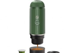 Portable Electric Espresso Machine, Travel Coffee Maker for Camping, Car Coffee Maker Self-Heating with USB-C, With Ground Coffee & NS Capsule for RV, Hiking, Office(Green)
