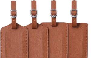 Leather Luggage Tags 4 Pack Bag Suitcase Labels