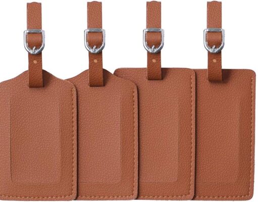 Leather Luggage Tags 4 Pack Bag Suitcase Labels