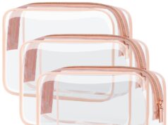 PACKISM Clear Makeup Bag – TSA Approved Toiletry Bag for Travel Size Toiletries, Travel Clear Toiletry Bag Quart Size Bag, Carry on Airport Airline Compliant Bag, Rose Pink(for age 12 or above)