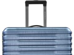 U.S. Traveler Boren Polycarbonate Hardside Rugged Travel Suitcase Luggage with 8 Spinner Wheels, Aluminum Handle, Navy, Checked-Large 30-Inch