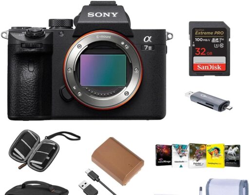Sony Alpha a7 III Mirrorless Digital Camera – Bundle with Shoulder Bag, 32GB SD Card, Cleaning Kit, Card Reader, SD Card Case, Corel PC Software Kit, Extra Battery