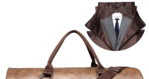 BOLOSTA Carry on Garment Bags for Travel Leather Garment Duffle Bag Convertible Mens Suit Travel Bags with Shoe Compartment,Waterproof,Perfect for Business Travel/Husband Gifts (Brown)