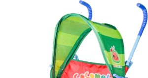 Cocomelon Umbrella Stroller with Canopy, Lightweight and Compact for Travel, 3D Stroller Red