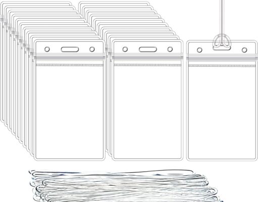 100 Pack Clear Luggage Tags Bag Tags Holder Identification ID Card Badge Holder with Luggage Tag Loop Straps for Business Travel and Office Supplies