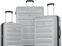 American Tourister Westridge Hardside Luggage with Spinner Wheels, Silver, 3PC Set (CO/M/L)