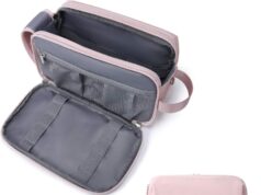BAGSMART Toiletry Bag for Men, Travel Toiletry Organizer Dopp Kit Water-resistant Shaving Bag for Toiletries Accessories, Door Room Essentials,Pink-medium