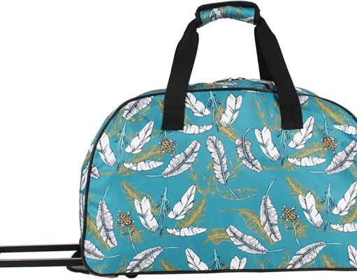 Lucas Designer Carry On Luggage Collection – Lightweight Pattern 22 Inch Duffel Bag- Weekender Overnight Business Travel Suitcase with 2- Rolling Wheels (SEA FORM) (SPIRIT)