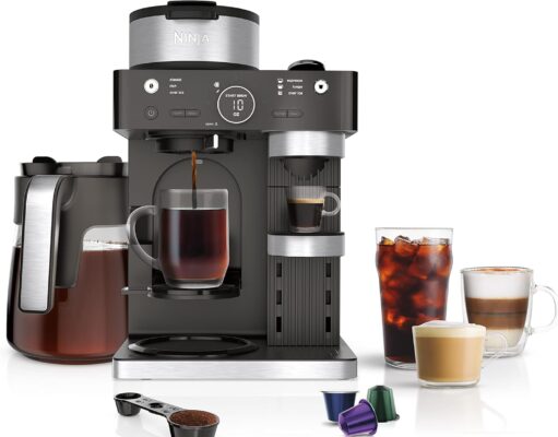 Ninja Espresso & Coffee Maker & Barista System, 3 Espresso Brew Styles, Single-Serve Coffee & Nespresso Capsule Compatible, Built-in Frother, Espresso, Cappuccino & Latte Maker, Black, CFN601