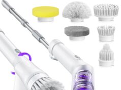 Electric Spin Scrubber, Cordless Cleaning Brush 6 Replaceable Brush Heads, 2H Power Dual Speed, Shower Scrubber with IPX7 Waterproof Extension Handle for Bathroom Tub Tile Floor Car