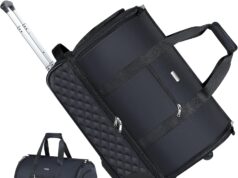 Rolling Garment Bag for Travel – Convertible Duffel Bag with Wheels & Shoes Compartment, Carry on Suit Luggage Bag with Trolley for Business Trip, Wedding, Weekender