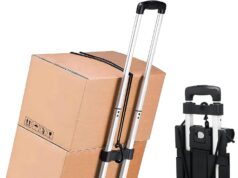 Folding Luggage Cart with Expandable Base Plate,2 Wheels Aluminium Alloy Drawbar Folding Hand Truck Dolly,Collapsible Light Duty Dolly for Moving Shopping Travel Office Use,50lbs(Silvery Drawbar)