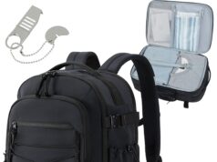 BAGSMART Carry On Travel Backpack, 17.3 Inch Large Travel backpack Carry On Flight Approved, Anti-theft Personal Item Backpack Travel Bag With Shoe Bag, 30L Water Resistant Casual Daypack, Black