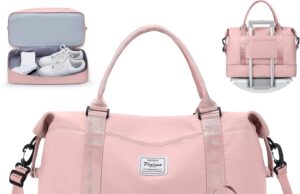 Travel Duffel Bag with Shoes Compartment, Weekender Overnight Bag for Women,Carry on Personal Item Bag,Gym Bag with Toiletry Bag