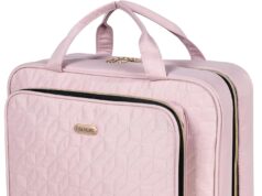 Pink Toiletry Bag Travel with Hanging Hook, Water-resistant Cosmetic Makeup Bag Organizer for Shampoo, Full Sized Container, Toiletries