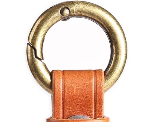 Genuine Leather Airtag Holder Suitable for Apple Airtag Keychain Leather, Small Air Tag Holder with Key Rings, Protective Airtag Case Cover Accessories – Brown V1.0