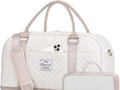 Travel Duffle Bag Weekender for Women: Travel Duffel Bag Carry-On Overnight Bag with Shoe Compartment & Wet Pocket Large Weekend Tote Bag with Toiletry Bags Gym Duffel Bag for Hospital Beige