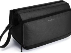 BAGSMART Toiletry Bag for Men, Wide Opening Travel Toiletry Bag for Men, Dopp Kit Water Resistant Shaving Hygiene Bag for Bathroom Shower, Travel Size Toiletries, Travel Essentials, Black