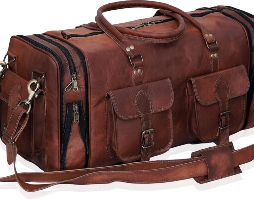 Handmade Vintage Travel Luggage 30 Inch Duffel Gym Sports Bag Weekender Travel Overnight Carry One Duffel Bag For Men (30 inch large)
