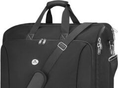 MATEIN Garment Bags for Travel, Large Double Layer Suit Bags with Shoulder Strap for Men Women, Foldable Carry On Garment Bags for Hanging Clothes, Convertible Business Luggage Weekender Bags, Black