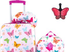 Travelers Club 5 Piece Kids’ Luggage Set, Butterfly