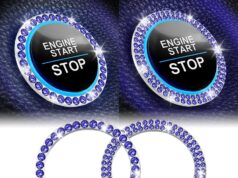 LivTee 2 PCS Crystal Combinatorial Rhinestone Car Engine Start Decoration Ring, Push to Start Button Cover/Sticker, Bling Car Interior Accessories for Women, Key Ignition&Knob Bling Ring, Dark Blue