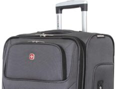 SwissGear Sion Softside Expandable Luggage, Dark Grey, Checked-Medium 25-Inch