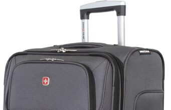 SwissGear Sion Softside Expandable Luggage, Dark Grey, Checked-Medium 25-Inch