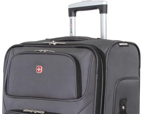 SwissGear Sion Softside Expandable Luggage, Dark Grey, Checked-Medium 25-Inch