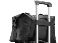 LUGGEX Carry On Luggage with Cup Holder and Front Pocket, Expandable PC Hard Shell Suitcase 2 Piece (Black, 20/Tote)