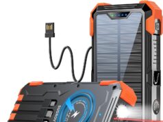 Solar Charger Power Bank, 42,800mAh Wireless Portable Charger with USB-C in/Output, QC3.0 Fast Charging 15W 4 Ports Outdoor Battery Pack Built-in LED Flashlight, for iPhone, Galaxy, iPad etc