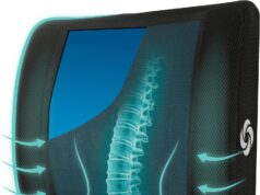 SAMSONITE, cooling gel, lumbar support pillow for office chair or car seat – boost your lower back comfort zone, high grade – memory foam, universal chair cushion, breathable mesh, washable cover