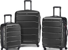 Samsonite Omni PC Hardside Expandable Luggage with Spinner Wheels, 3-Piece Set (20/24/28), Black