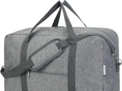 For United Airlines Foldable Carry on Bag 22x14x9 Travel Duffel Bag Packable luggage Duffle for Women and Men 40L (Grey (With Shoulder Strap))